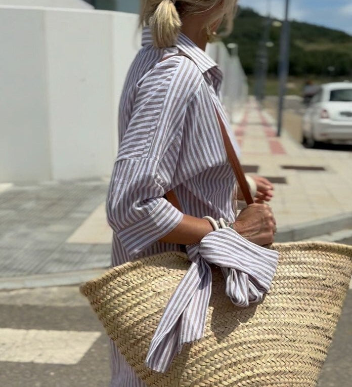 Nika – Elegantan Klasični Prugasti Košulja od Pamuka