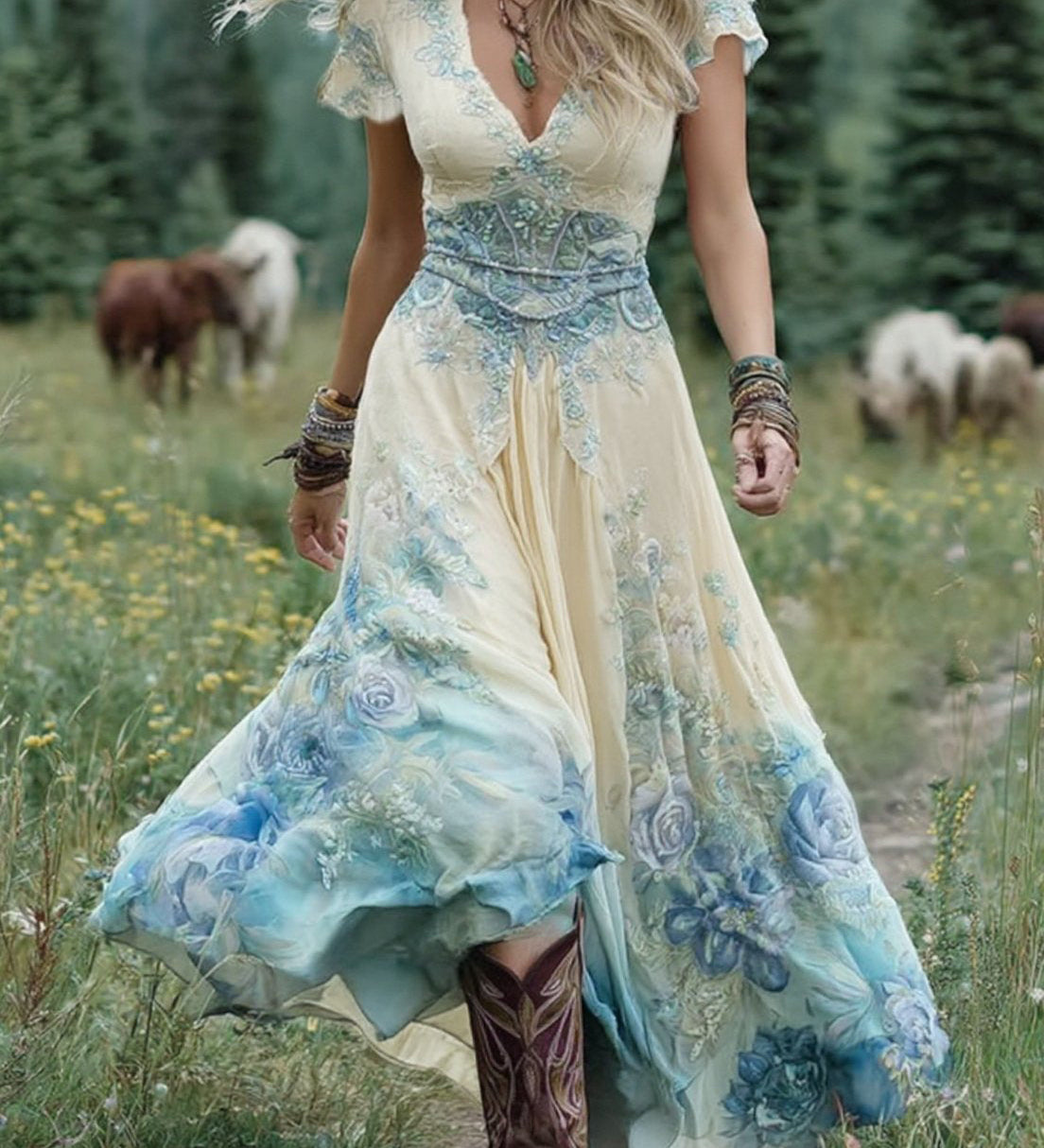 Maja – Elegantan Maxi Haljina s Cvjetnim Uzorkom
