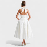 Katarina – Elegantan midi haljina s teksturom od svile