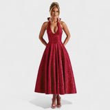 Katarina – Elegantan midi haljina s teksturom od svile