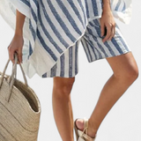 Darja – Elegantni Prugasti Set Bluze i Šortseva